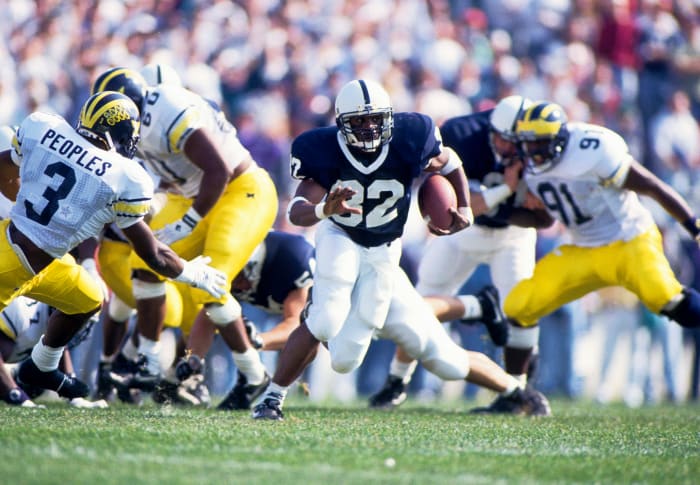Penn State running back Ki-Jana Carter carries the ball against Michigan during the 1993 season.